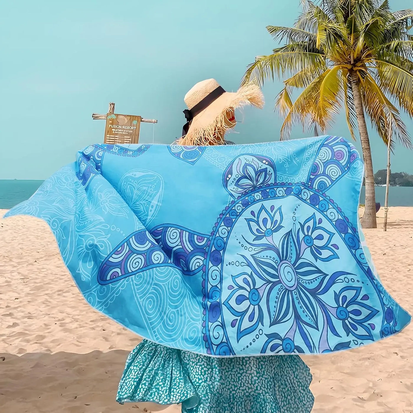 Strandhandtuch Groß - 180 x 100 cm Strandtuch Mikrofaser mit Tasche Rozenda